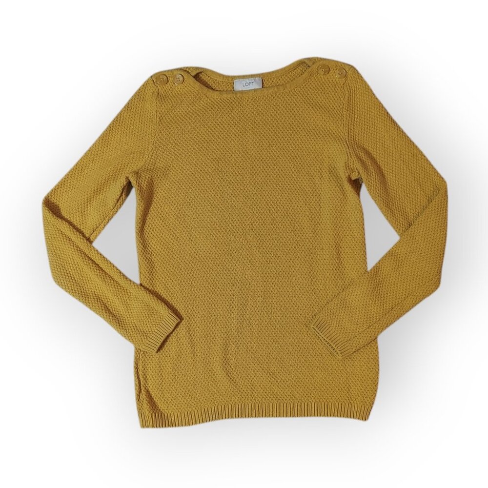 Loft Cotton Knit Pullover Sweater Yellow Women’s Med/Small